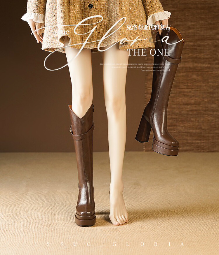 Knee High Boots Women - 가을과 겨울용 여성용 부드러운 가죽 니하이