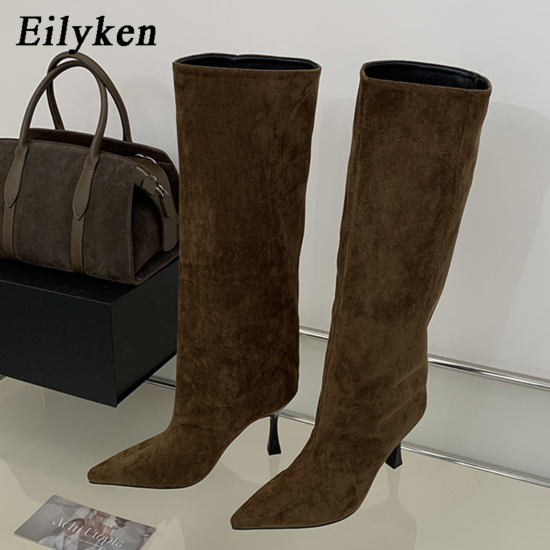 Knee High Boots Women - 에일리켄(Eilyken) 겨울용 빈티지 디자인의 뾰족한 앞코가