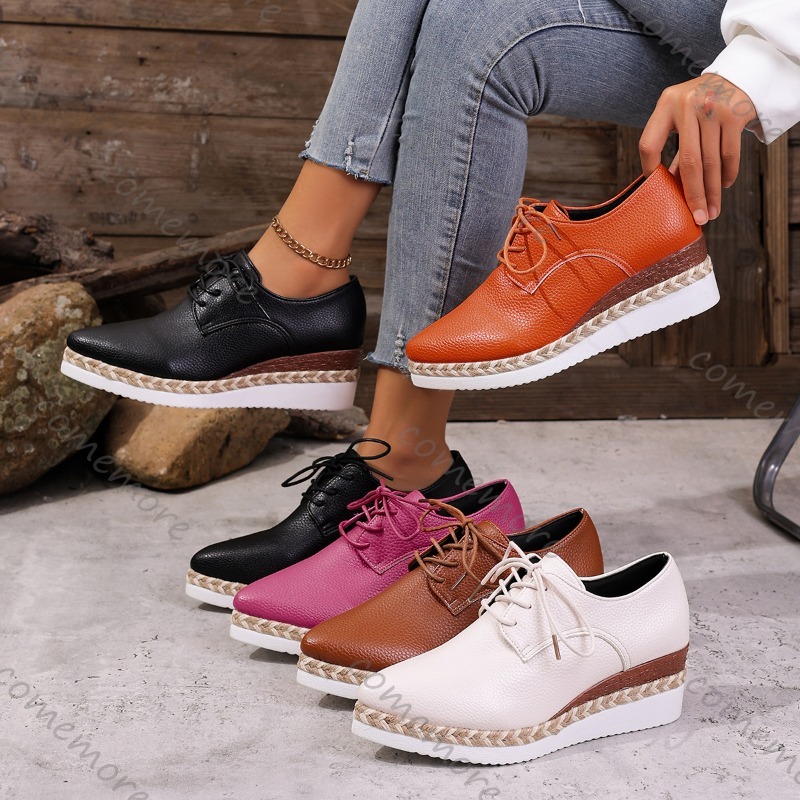 가죽 레이스업 여성 웨지 옥스퍼드 슈즈 플랫폼 힐 캐주 - Oxford Lace Up Women 리뷰 및 가격
