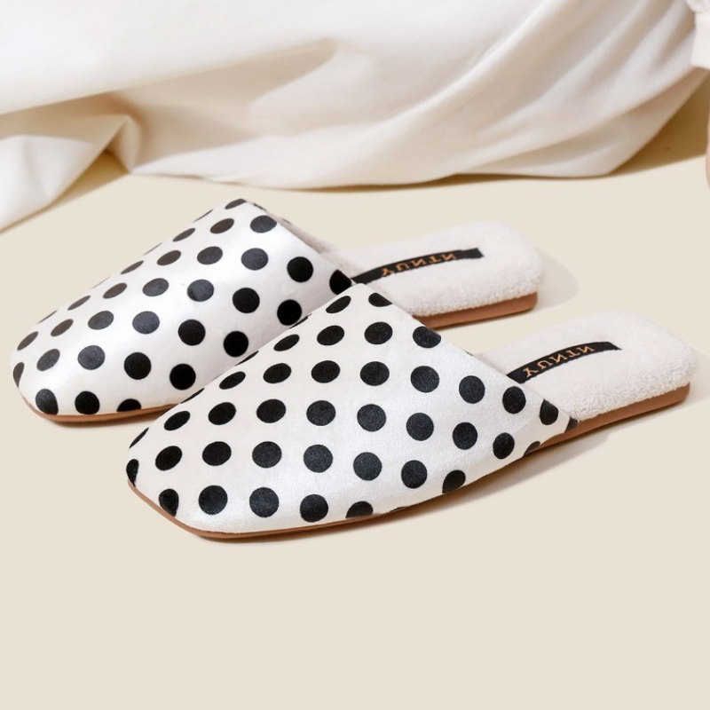 레트로 물방울 무늬 디자인 플랫 슬리퍼 여성 겨울 따뜻 - Women'S Shoes Quality 리뷰 및 가격