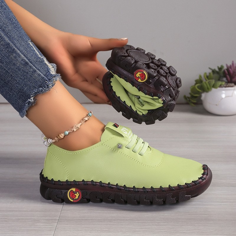 여성용 가죽 캐주얼 슈즈, 끈으로 묶는 스타일, 둥근  - Oxford Lace Up Women 리뷰 및 가격